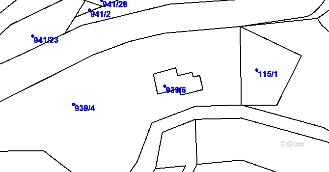 Parcela st. 939/6 v KÚ Křečovice u Neveklova, Katastrální mapa