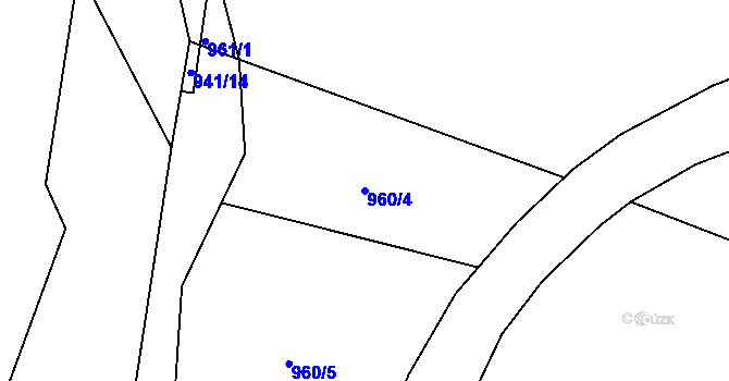 Parcela st. 960/4 v KÚ Křečovice u Neveklova, Katastrální mapa