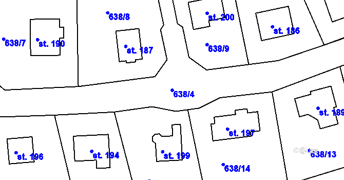 Parcela st. 638/4 v KÚ Křečovice u Neveklova, Katastrální mapa