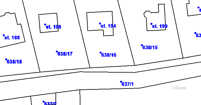 Parcela st. 638/16 v KÚ Křečovice u Neveklova, Katastrální mapa
