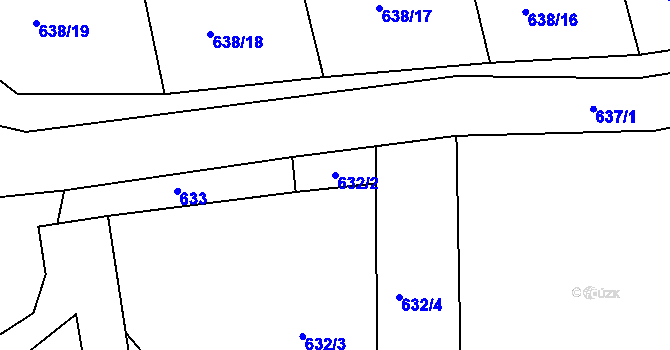 Parcela st. 632/2 v KÚ Křečovice u Neveklova, Katastrální mapa