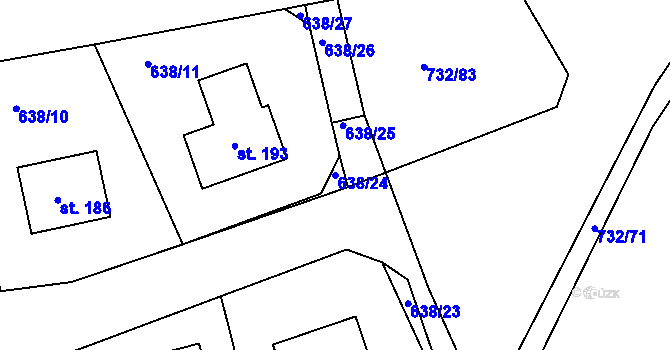 Parcela st. 638/24 v KÚ Křečovice u Neveklova, Katastrální mapa