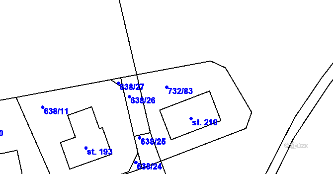 Parcela st. 732/83 v KÚ Křečovice u Neveklova, Katastrální mapa
