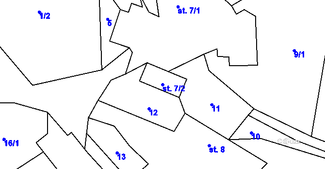 Parcela st. 7/2 v KÚ Křekovice u Vyšetic, Katastrální mapa