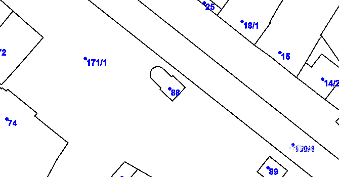 Parcela st. 88 v KÚ Břuchotín, Katastrální mapa