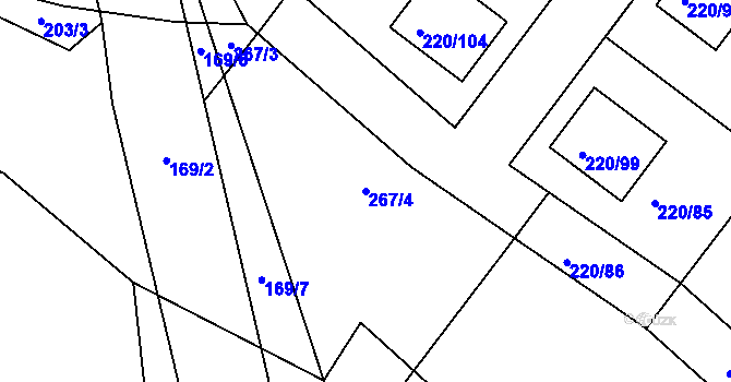 Parcela st. 267/4 v KÚ Břuchotín, Katastrální mapa