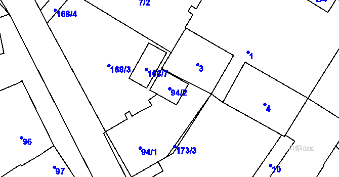 Parcela st. 94/2 v KÚ Břuchotín, Katastrální mapa