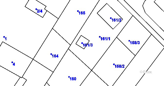 Parcela st. 161/3 v KÚ Břuchotín, Katastrální mapa