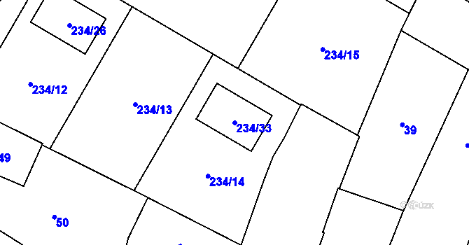 Parcela st. 234/33 v KÚ Břuchotín, Katastrální mapa