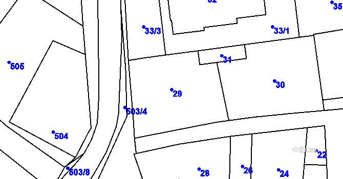 Parcela st. 29 v KÚ Křelov, Katastrální mapa