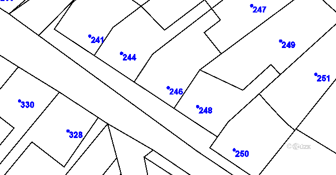 Parcela st. 246 v KÚ Křelov, Katastrální mapa