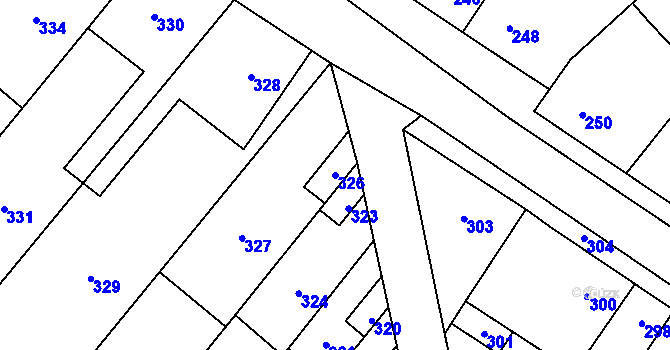 Parcela st. 326 v KÚ Křelov, Katastrální mapa