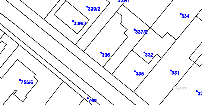 Parcela st. 336 v KÚ Křelov, Katastrální mapa
