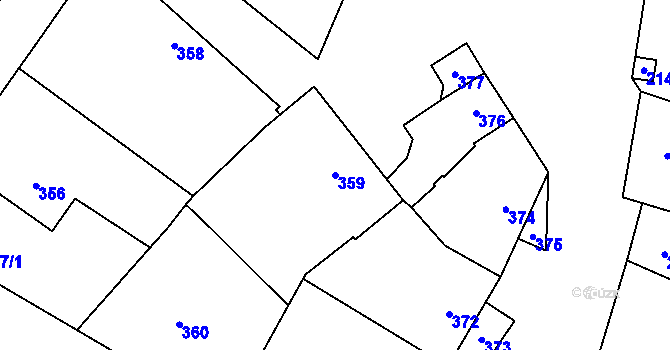Parcela st. 359 v KÚ Křelov, Katastrální mapa