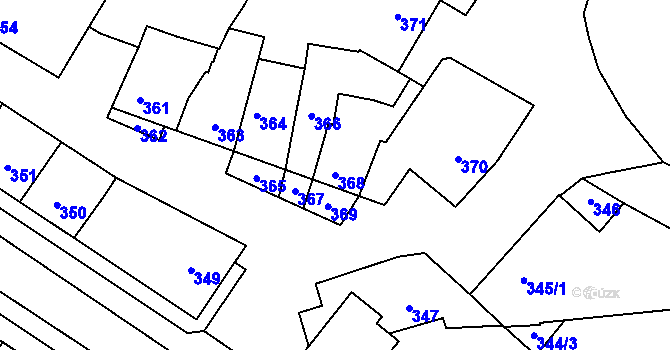 Parcela st. 368 v KÚ Křelov, Katastrální mapa