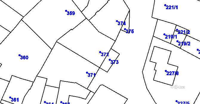 Parcela st. 372 v KÚ Křelov, Katastrální mapa