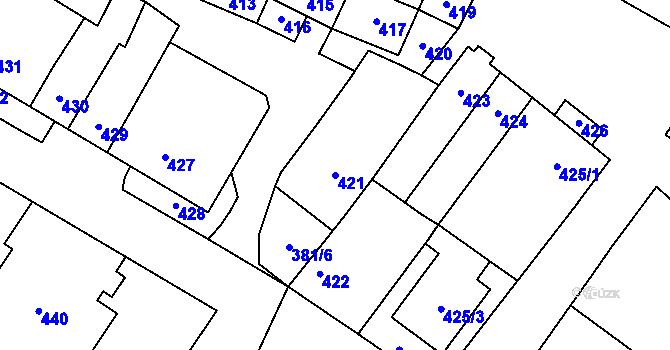 Parcela st. 421 v KÚ Křelov, Katastrální mapa