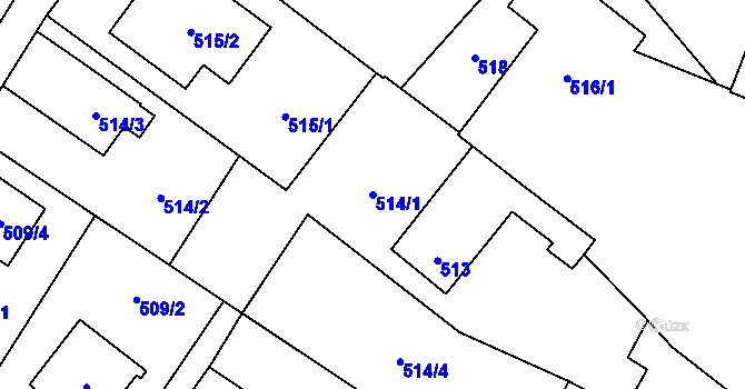 Parcela st. 514/1 v KÚ Křelov, Katastrální mapa