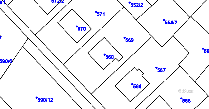 Parcela st. 568 v KÚ Křelov, Katastrální mapa