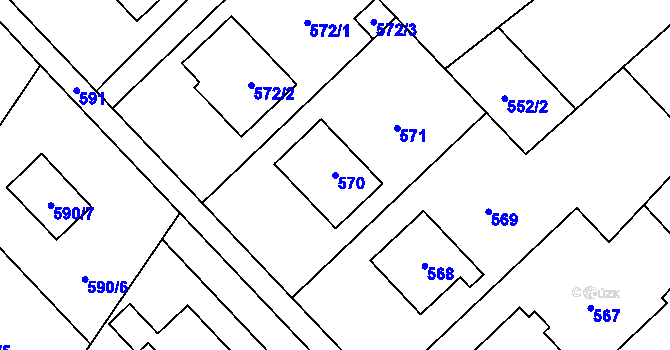 Parcela st. 570 v KÚ Křelov, Katastrální mapa