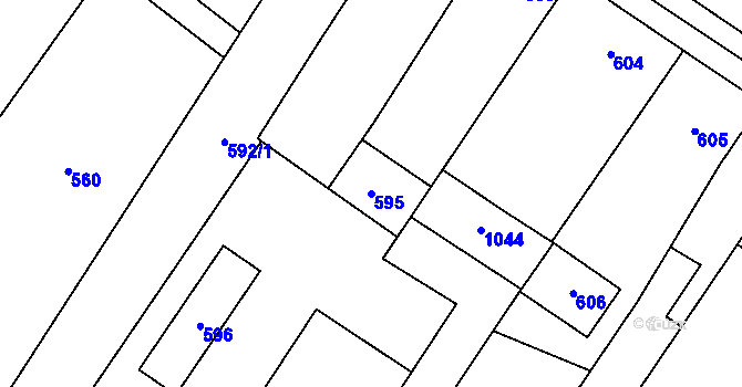 Parcela st. 595 v KÚ Křelov, Katastrální mapa