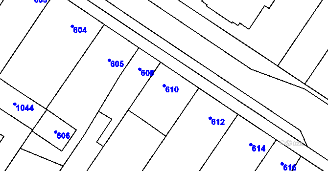 Parcela st. 610 v KÚ Křelov, Katastrální mapa