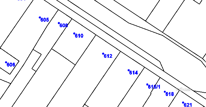 Parcela st. 612 v KÚ Křelov, Katastrální mapa