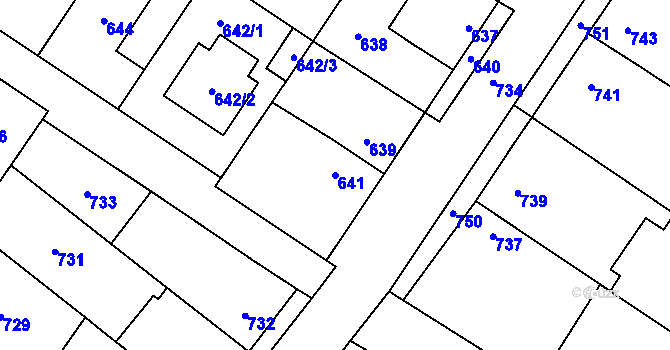Parcela st. 641 v KÚ Křelov, Katastrální mapa