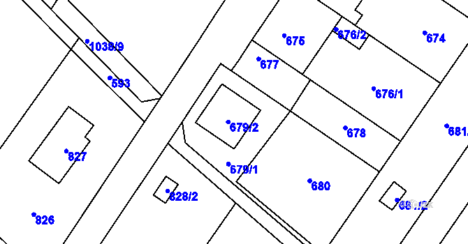 Parcela st. 679 v KÚ Křelov, Katastrální mapa