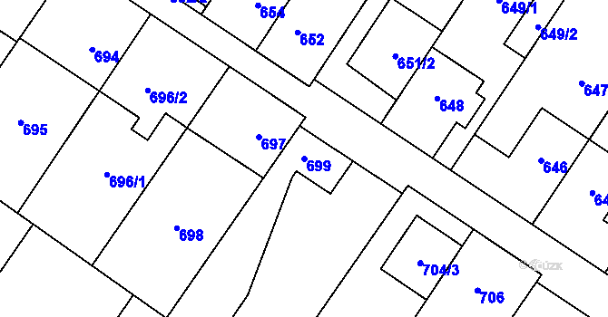 Parcela st. 699 v KÚ Křelov, Katastrální mapa