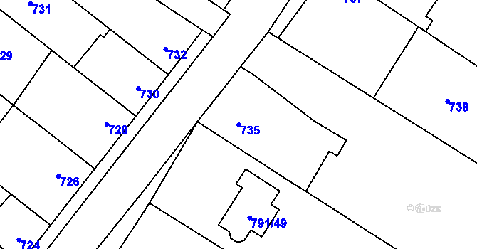 Parcela st. 735 v KÚ Křelov, Katastrální mapa