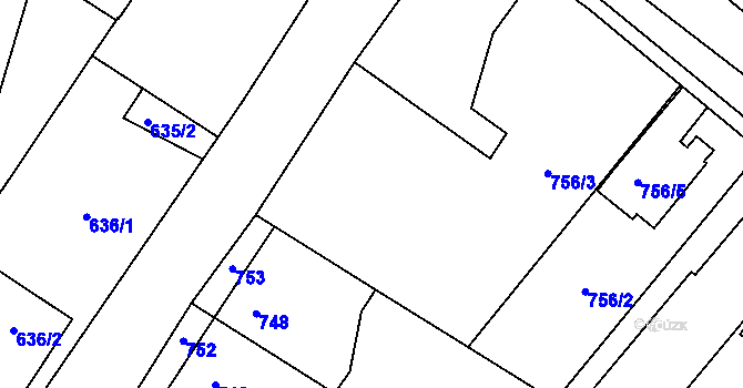 Parcela st. 756/4 v KÚ Křelov, Katastrální mapa