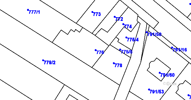Parcela st. 776 v KÚ Křelov, Katastrální mapa