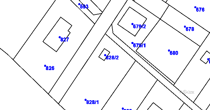 Parcela st. 828/2 v KÚ Křelov, Katastrální mapa