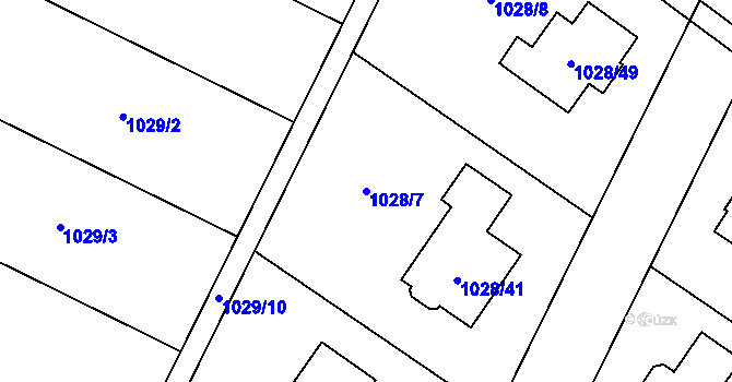 Parcela st. 1028/7 v KÚ Křelov, Katastrální mapa