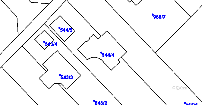Parcela st. 544/4 v KÚ Křelov, Katastrální mapa