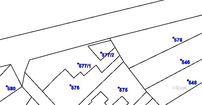 Parcela st. 577/2 v KÚ Křelov, Katastrální mapa