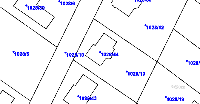 Parcela st. 1028/44 v KÚ Křelov, Katastrální mapa