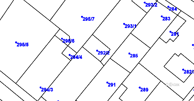 Parcela st. 292/2 v KÚ Křelov, Katastrální mapa