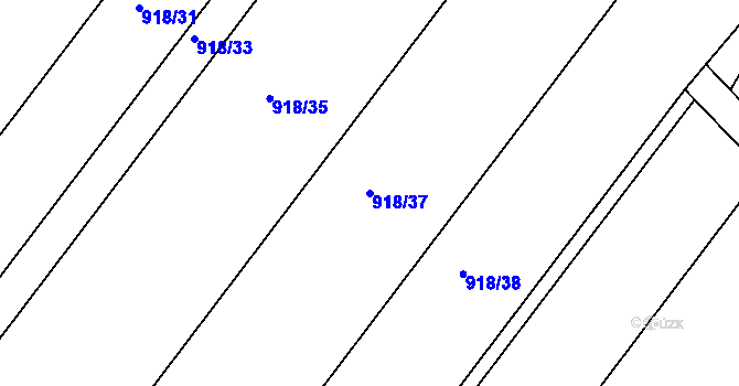 Parcela st. 918/37 v KÚ Křelov, Katastrální mapa