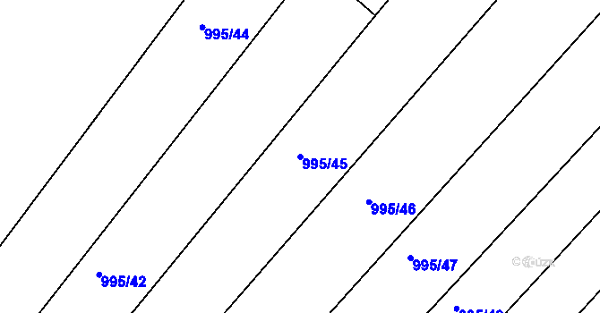 Parcela st. 995/45 v KÚ Křelov, Katastrální mapa