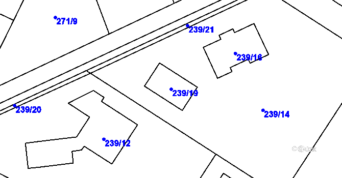Parcela st. 239/19 v KÚ Křelov, Katastrální mapa