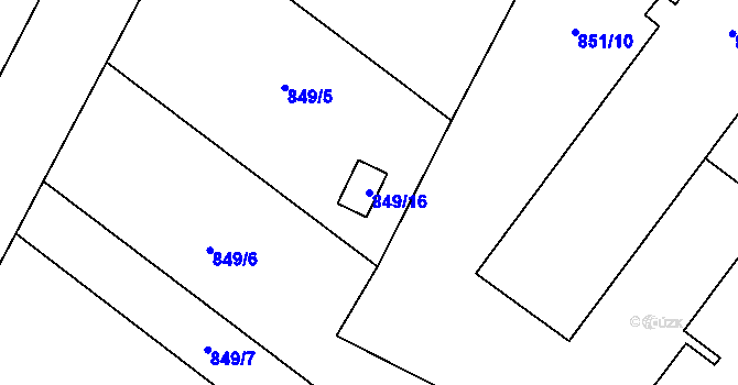 Parcela st. 849/16 v KÚ Křelov, Katastrální mapa