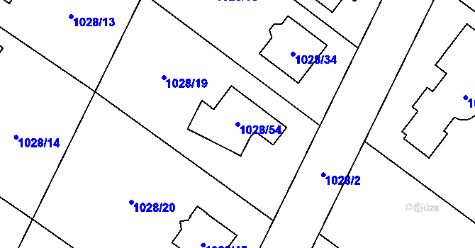 Parcela st. 1028/54 v KÚ Křelov, Katastrální mapa