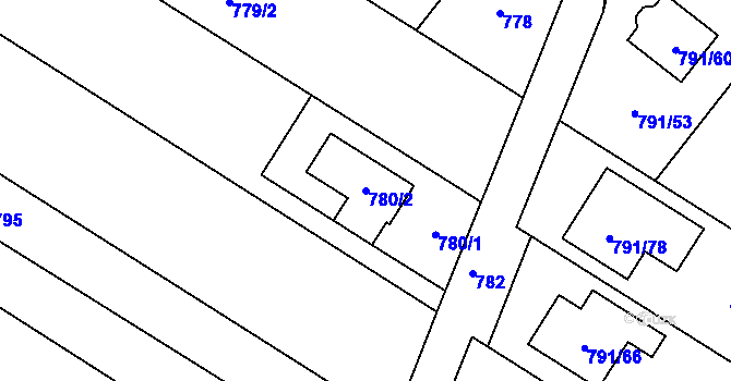 Parcela st. 780/2 v KÚ Křelov, Katastrální mapa