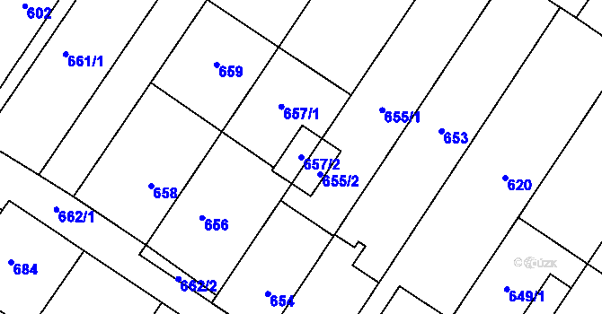 Parcela st. 657/2 v KÚ Křelov, Katastrální mapa