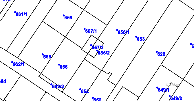 Parcela st. 655/2 v KÚ Křelov, Katastrální mapa