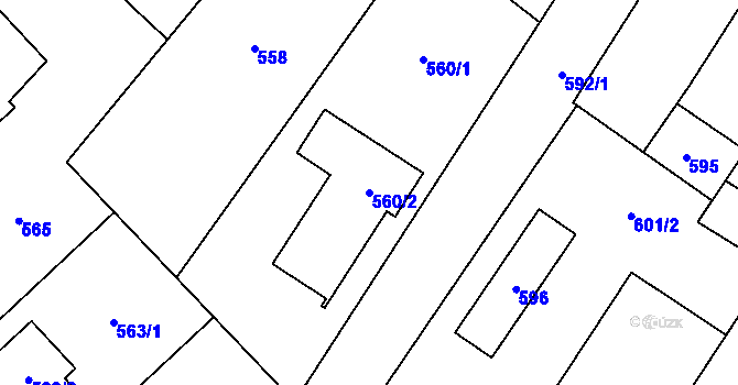 Parcela st. 560/2 v KÚ Křelov, Katastrální mapa