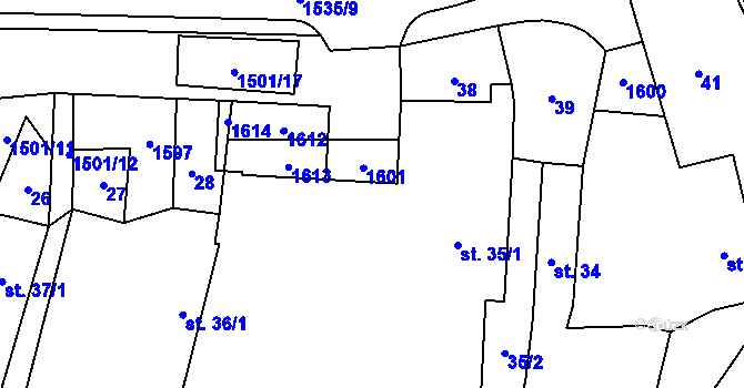 Parcela st. 35/2 v KÚ Křelovice u Pelhřimova, Katastrální mapa