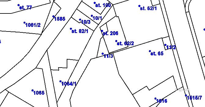 Parcela st. 11/3 v KÚ Křelovice u Pelhřimova, Katastrální mapa